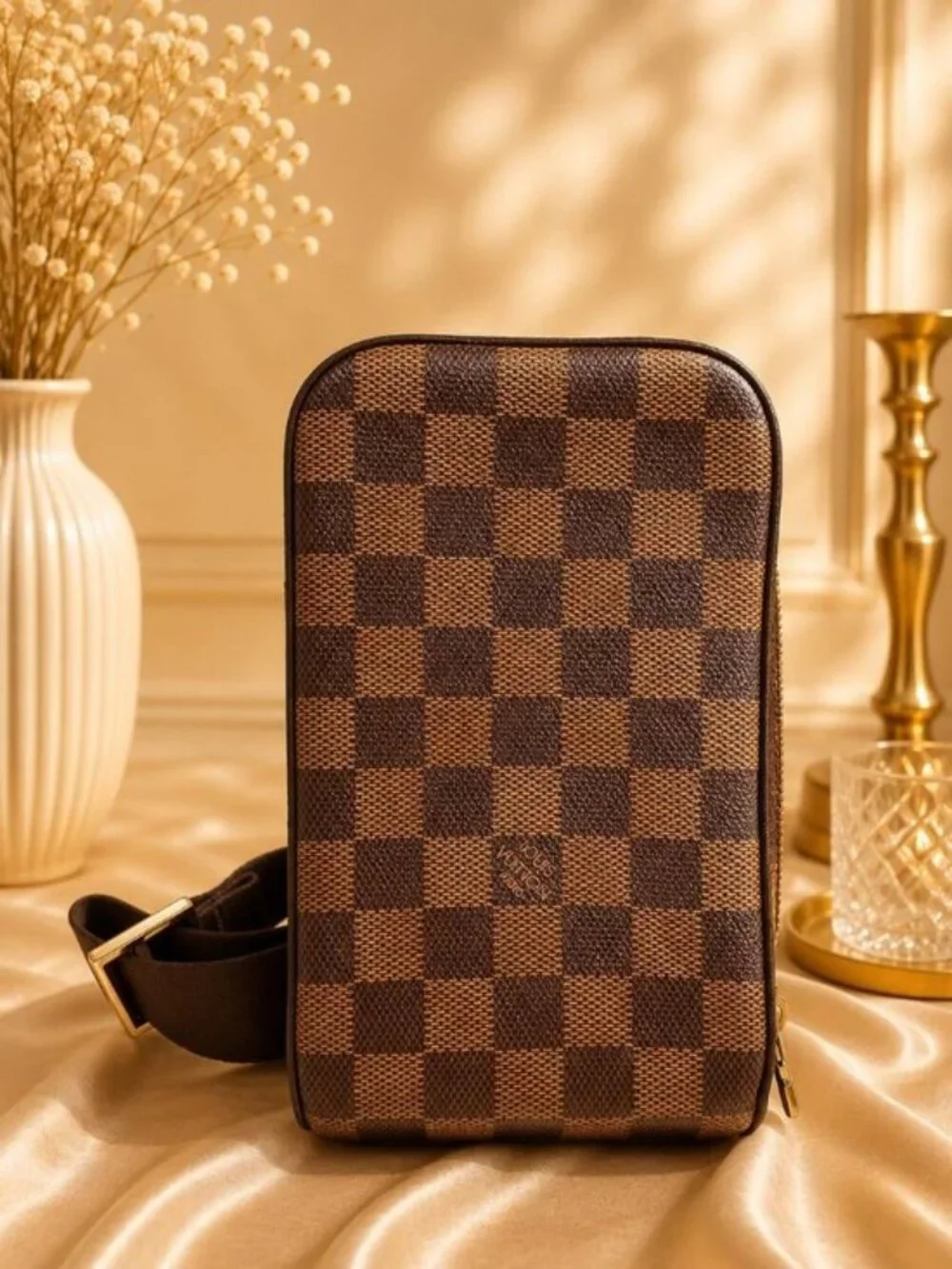 Authentic Louis Vuitton Geronimos Damier Ebene Sling Bag Crossbody Waist Bag LV